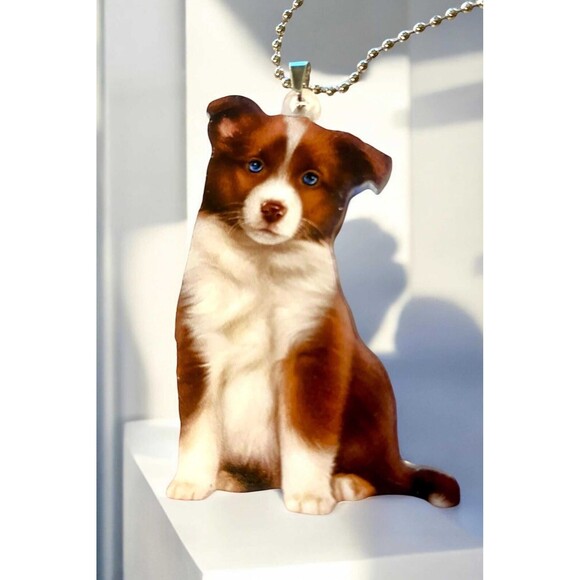 unknown Accessories - Cute Brown Border Collie Acrylic Keychain – Adorable Dog Hanging Ornament